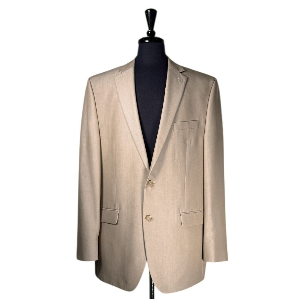 Ralph Lauren Mens 44L Beige 2 Button Blazer Sport Coat Jacket Formal Wedding